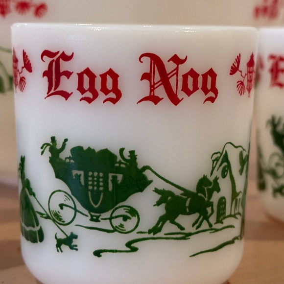 Holiday Egg Nog Mugs with Green and Red Design - Picture 3 of 4